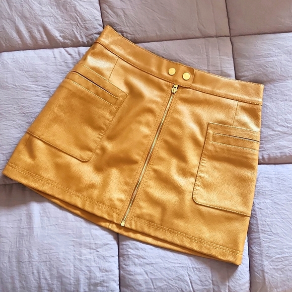 Free People High A Line Vegan Leather Skirt in Copper - Picture 2 of 6